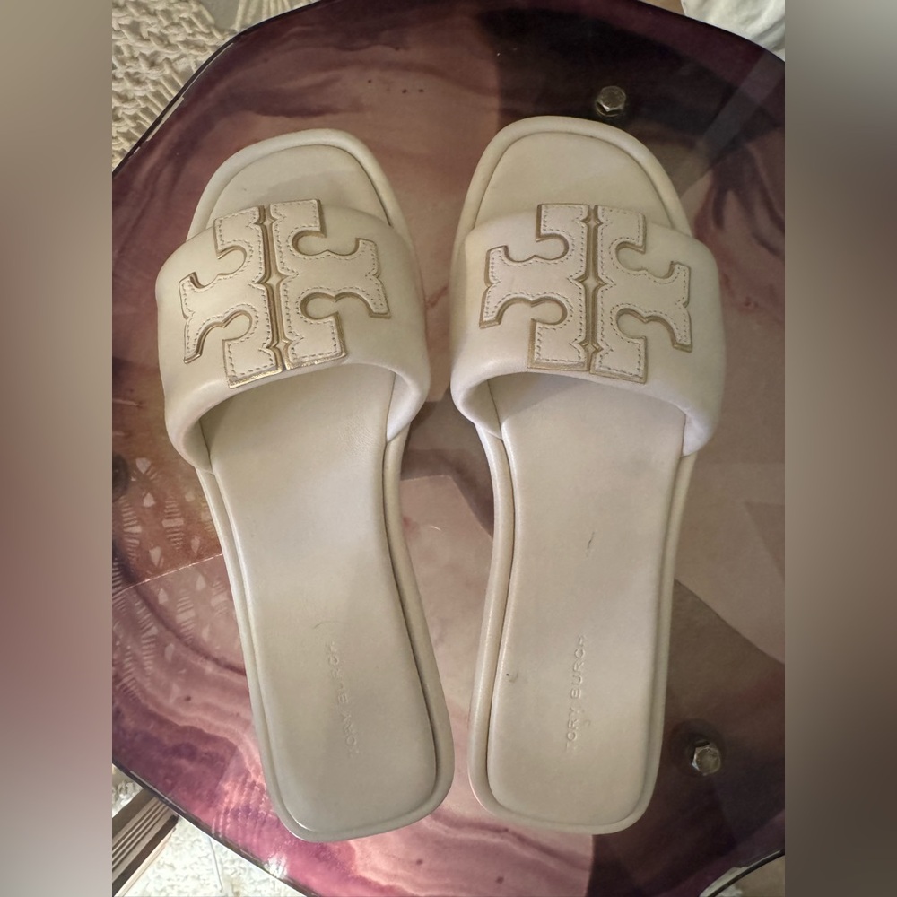 Tory Burch Cream Slide Sandals